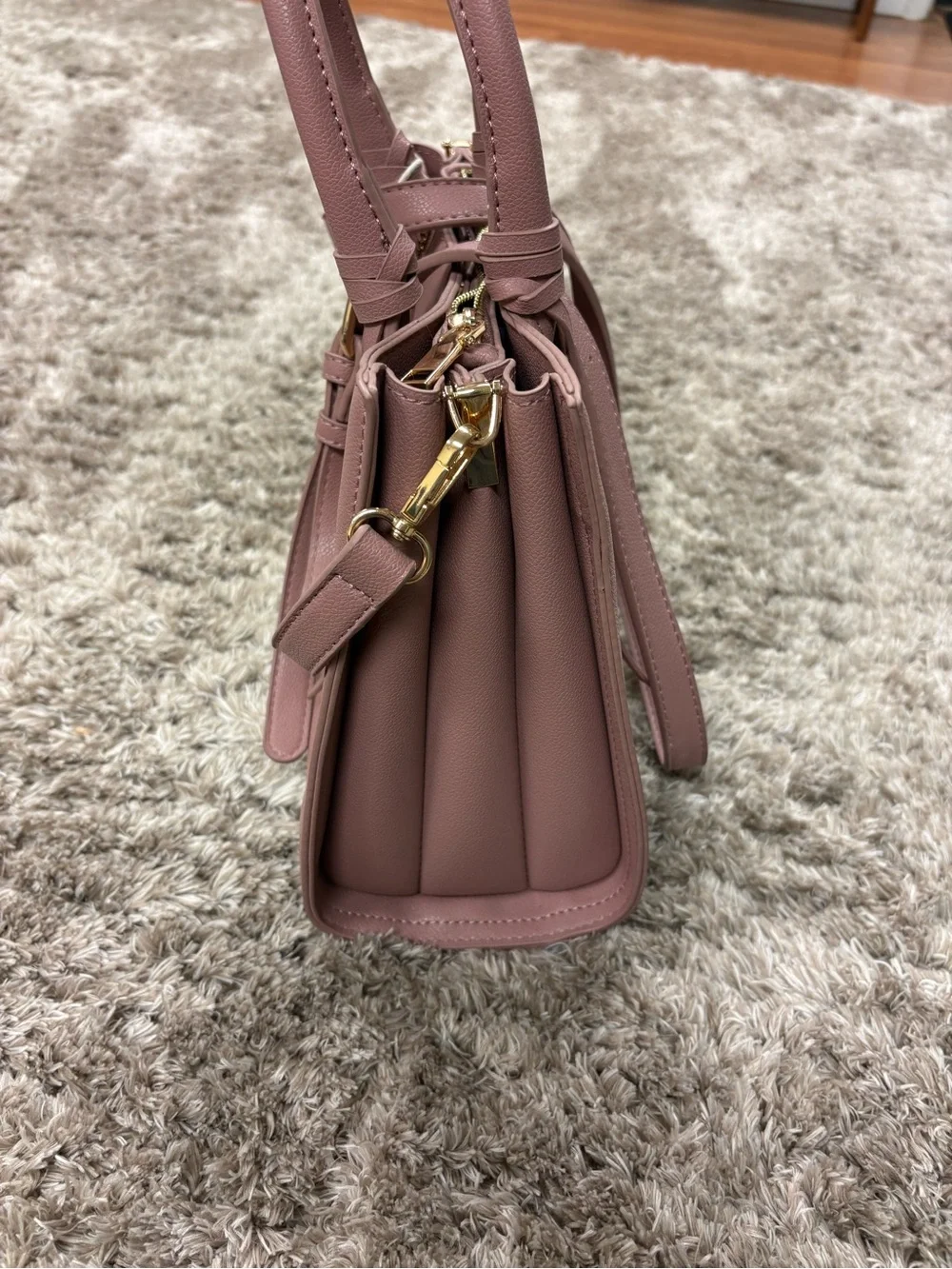 Madison West Rose Pink Structured Satchel with Detachable Strap